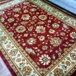 Stain Resistant Persian Allover Aged Design Red Cream Border Floor Area Rugs